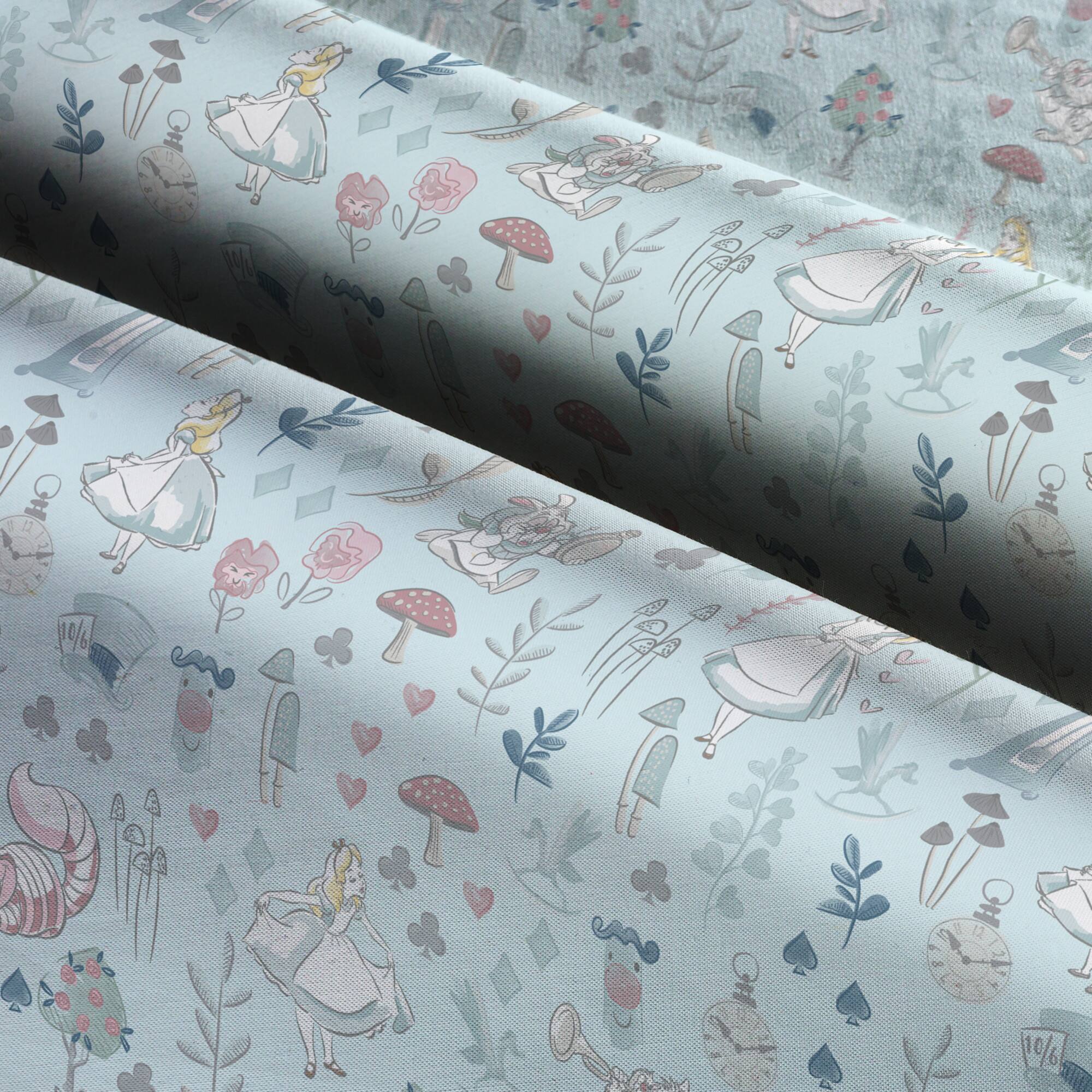 Disney® Alice in Wonderland Blue Scenic Cotton Fabric